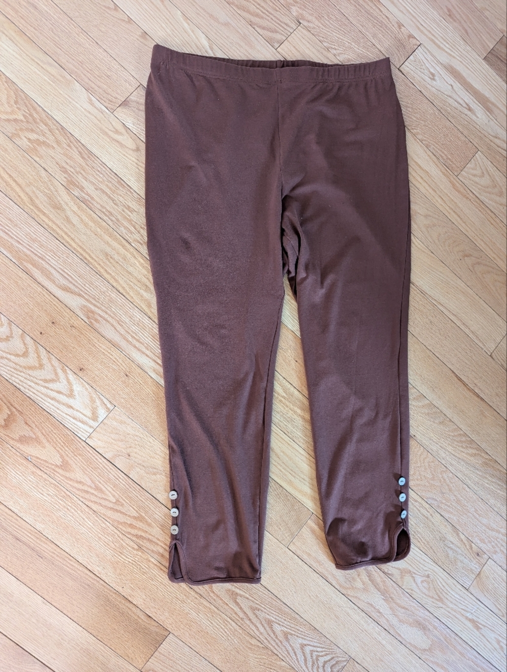 Shein Curve Brown Button-Accent Knit Pants 3XL